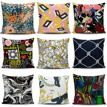 

Animal Alphabet Striped Pattern Pillow Case Cotton Linen Printed Pillow Covers For Office Home Decor