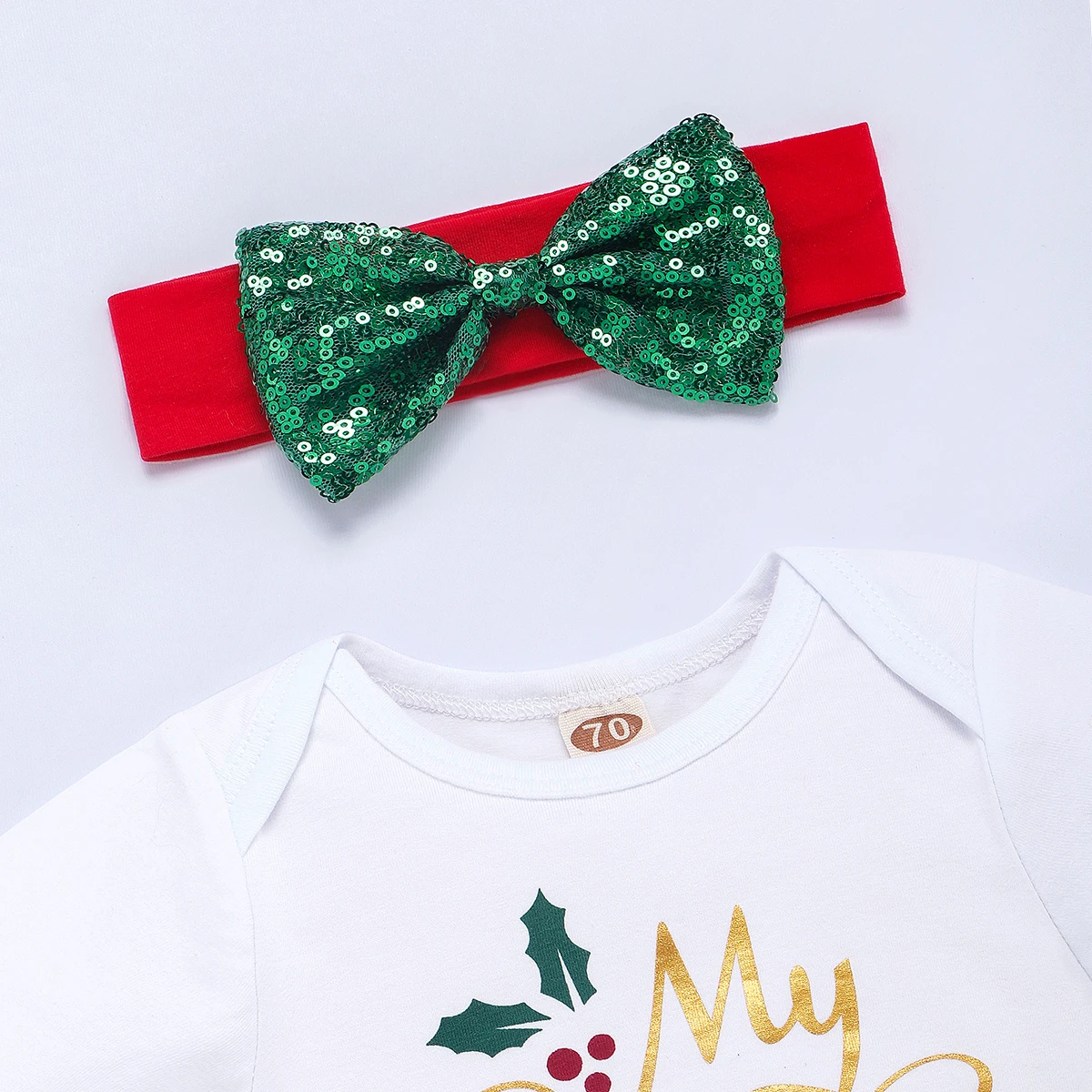 Рождественский комплект одежды для маленьких девочек от 0 до 18 месяцев, комбинезон с короткими рукавами и надписью для новорожденных, кружевные юбки-пачки с бантом, Рождественский наряд