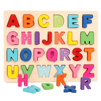 

Educational Toy Alphabets Digital Jigsaw Puzzle Early Learning wooden Toys Colorful Letters Board Toys for Kids
