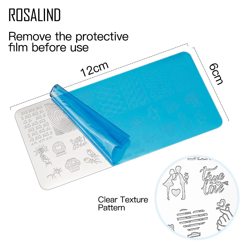 ROSALIND Nail Stamp Flower Leave DIY Stamping Template 38 styles Design Nail Plate Stencil Floral Printing Stainless Steel Tools 4