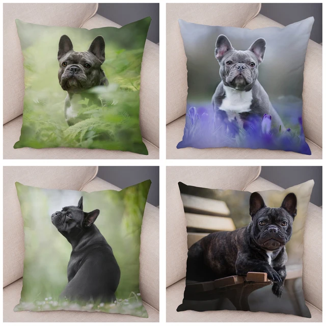 Soft Plush Mini French Bulldog Pillow Case for Home Sofa Car Decor Cute Pet Animal Dog Cushion Cover 2
