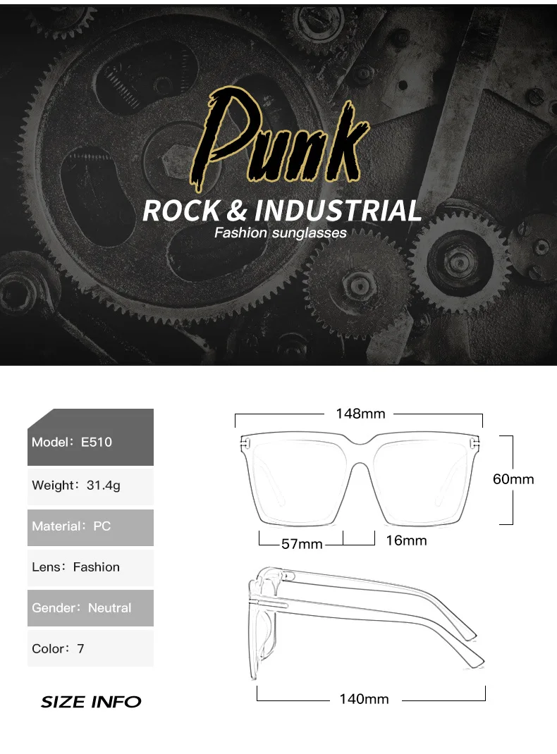 Fashion Oversized Square Sunglasses Women Men with Metal T shaped design UV400 big sunglasses