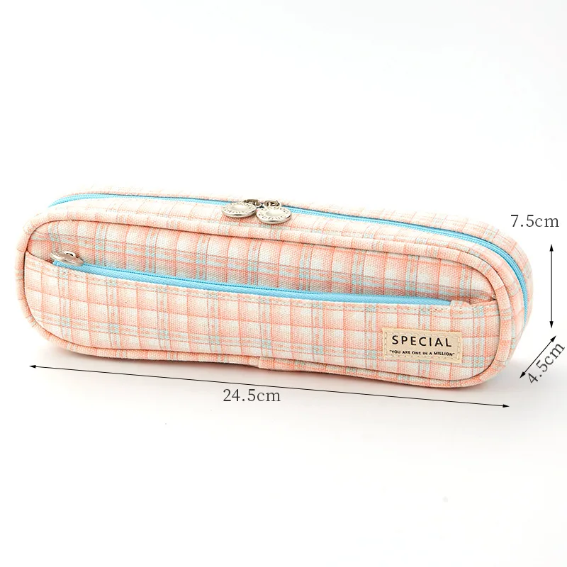 Scottish plaid Kawaii розовый решетки обувь, Брезентовая одноцветная обувь Цвет Карандаш Чехол большой Ёмкость пенал для карандашей с милым ручка сумка, школьные принадлежности подарки канцелярские принадлежности для девочек - Цвет: Scottish plaid