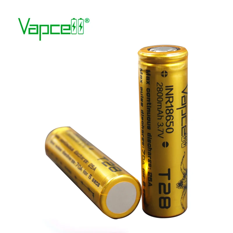 4 шт. Vapcell 18650 Батарея 2800 мАч 25A/75A переупаковка T28 3,7 V литий-ионная аккумуляторная батарея для коробки мод E-CIG дыма