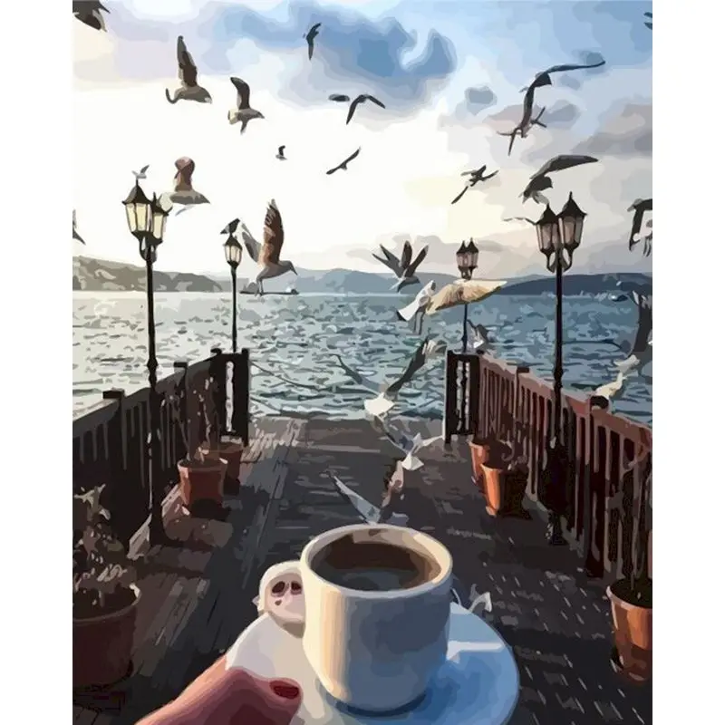 

GATYZTORY Seagull Animal DIY Painting By Numbers Landscape Hand Painted Oil Painting Modern Wall Art Picture For Home Decors