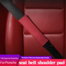 

Seat Belt Shoulder Pad For Porsche 718 Cayenne Panamera Leather Protector Prevent Strangulation Car Interior Accessories Black