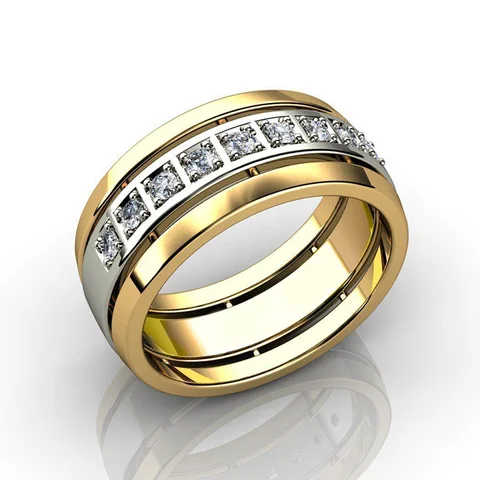 Two Tone Wedding Bands Rings for Women Paved Cubic Zirconia Simple Stylish Female Finger Rings New Fashion Jewelry 2021