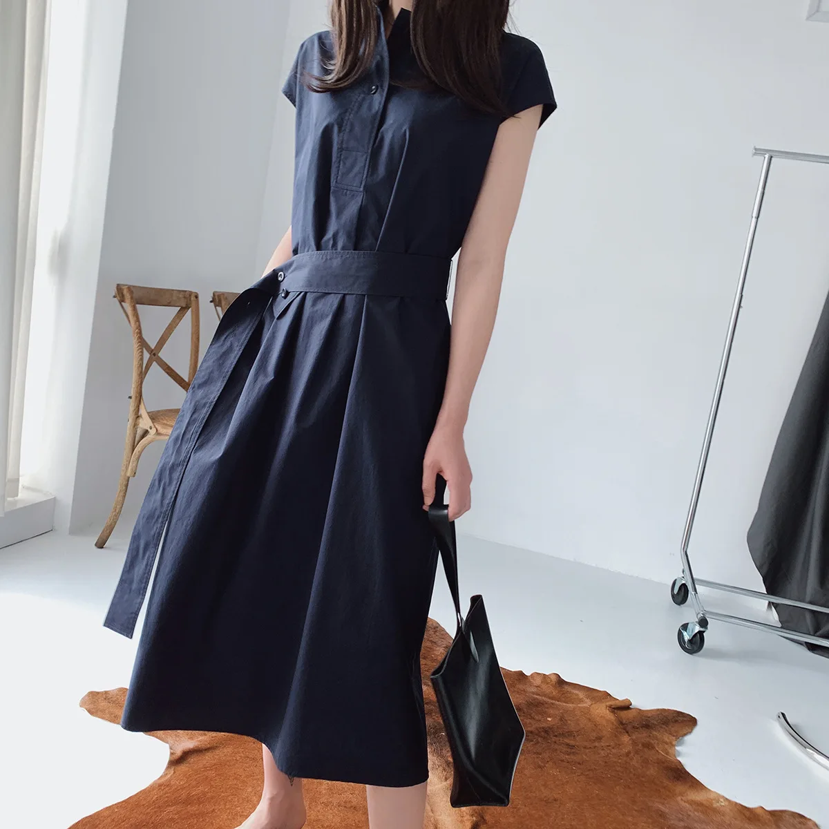 cotton shirt dress midi