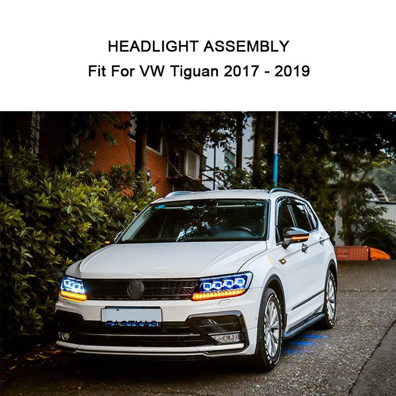 1 Pair LED Headlight Assembly for VW Volkswagen Tiguan with Full LED DRL High Low Beam Sequential Turning Signal