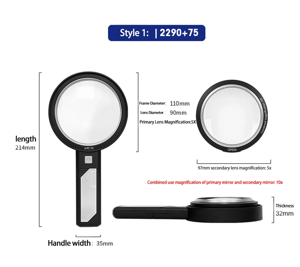 Magnifying - MagiLens Handheld Magnifying Glass With 8 Led Lights