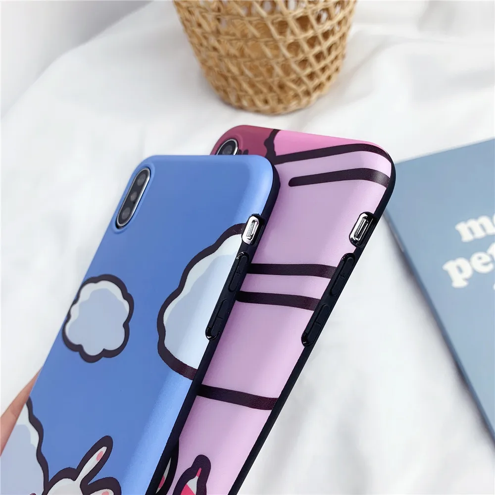 Защитный чехол с милым кроликом для iphone 6, 7, 8/6, 7, 8 plus/11pro, Maxx, xs, xr, xs, max, гладкий, анти-осенний, мягкий чехол, чехол для телефона
