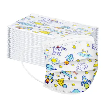 

50Pcs Cartoon Kids Disposable Mask 3 Layer Child Filter Hygiene Thicken Children's Face Mouth Mask Earloop Fast Delievry New
