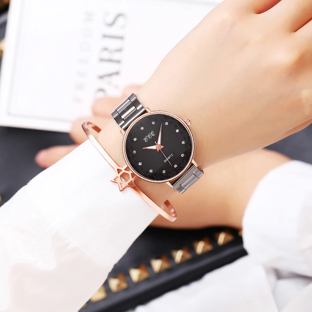 CCQ Брендовые женские часы со стальным ремешком, стразы, роскошные женские кварцевые часы, женские часы, браслет, подарок kol saati reloj mujer