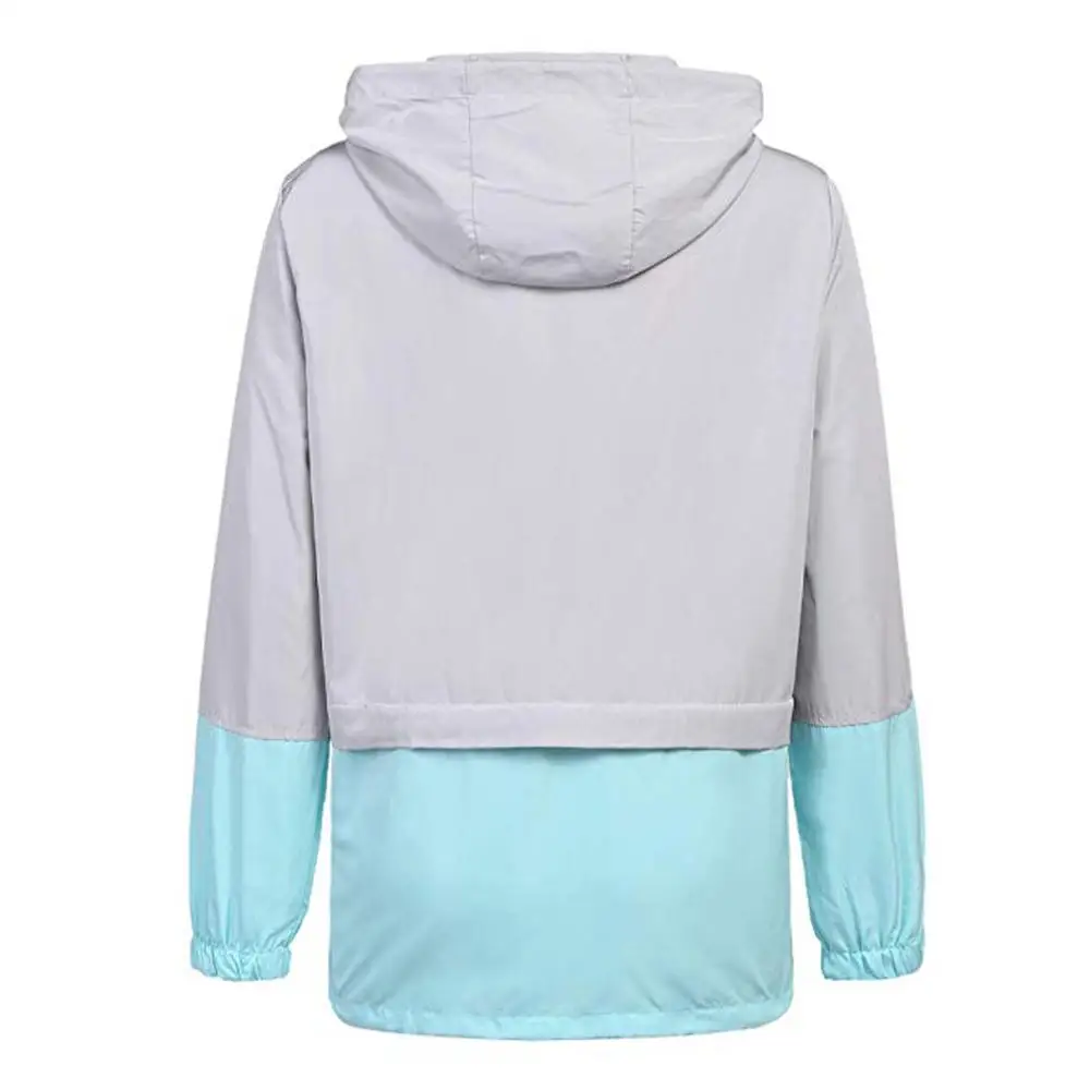 Jacket Outwear Women Long Sleeve Patchwork Thin Skinsuits Hooded Zipper Casual Sport Coat Outdoor Spring Autumn Windbreaker Coat