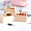 Mini Wooden Toolbox With Repair Tools Miniature Furniture Model Toys for Boy Play Tools Game & 1/12 Dollhouse Decora Accessories 6
