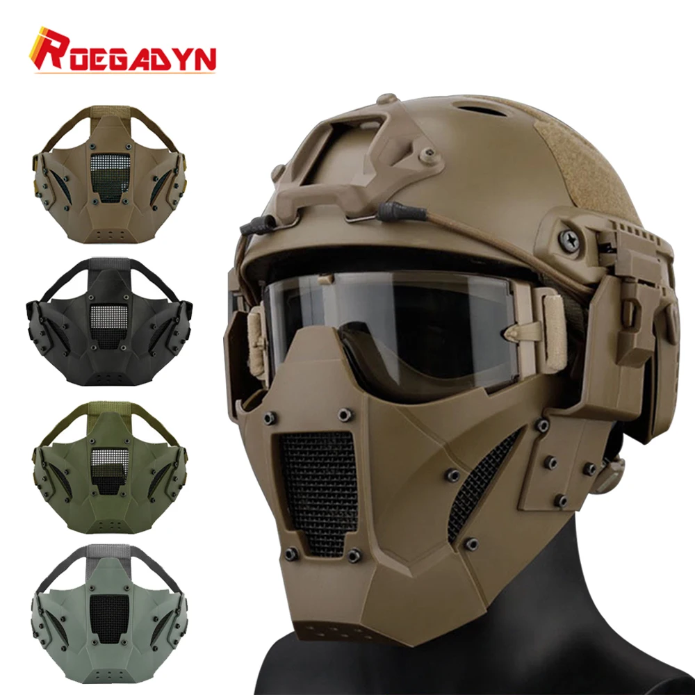 

ROEGADYN Camo Anti-slip Tactical Helmet Mask Half Face Tactical Mask Paintball Facial Protection Breathable Airsoft Mask