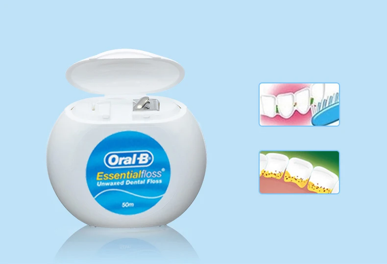 Oral B Dental Flosser Essential Floss Удобная невощеная нить Глубокая чистка гигиена полости рта