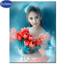 Портрет фото на заказ! 5d diy алмазная живопись цветок вышивка стразами Девушка Фантастическое искусство полный сверло Дисплей Украшение стены