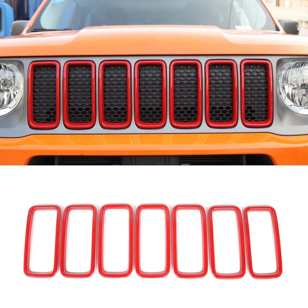 Для Jeep Renegade+ автомобиль передняя решетка декоративное кольцо, Накладка для укладки волос Молдинги 7 шт./компл - Цвет: Red