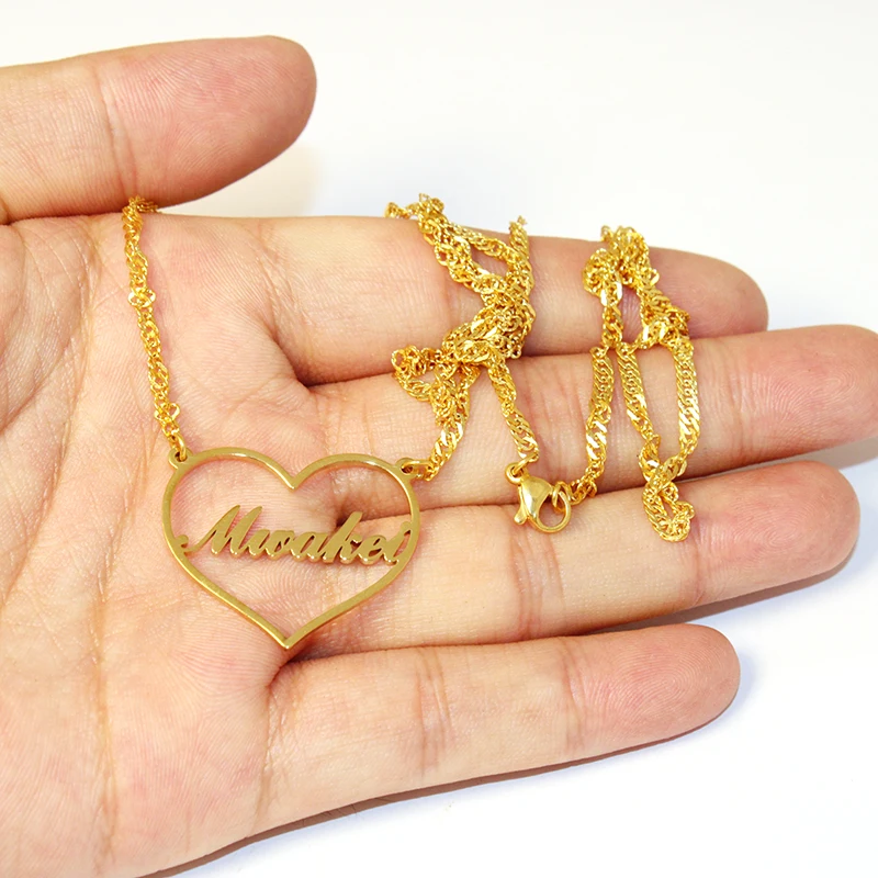 Изготовленные на заказ ювелирные изделия персонализированные сердце кулон ожерелье с пользовательским именем внутри для женщин ювелирные изделия подарок