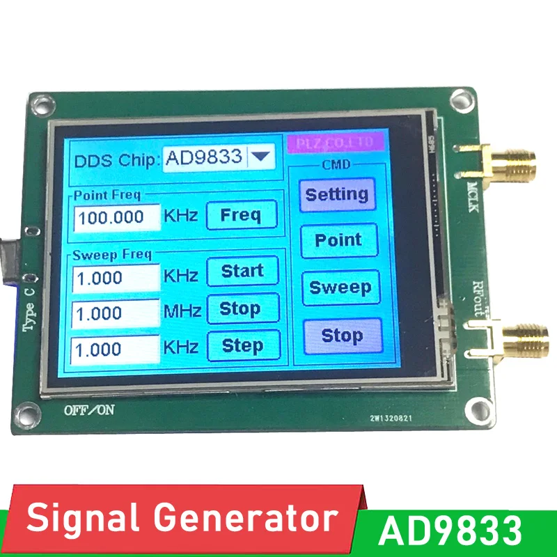 

AD9833 Signal generator DDS signal source Sine wave triangle wave square wave frequency sweep touch screen PC Software control