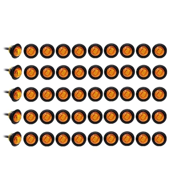 

50Pcs 3/4 Inch Mini Small Round Light 3LED Side Marker Indicator Turn Signal Light Clearance Lamp for Truck Trailer RV