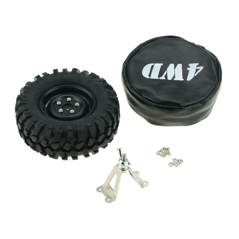 

Rc Car Parts 1/10 Steel Tire Carrier and 96mm Spare Tire Leather Cover for Tamiya Axial SCX10 RC4WD D90 rc car 4wd