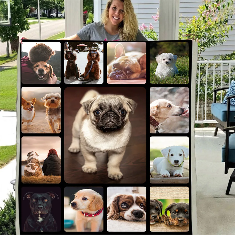 

Custom DIY Print Dog Sherpa Fleece Blanket Animal Bedding Prince Custom Blanket for Kid Cartoon Blanket