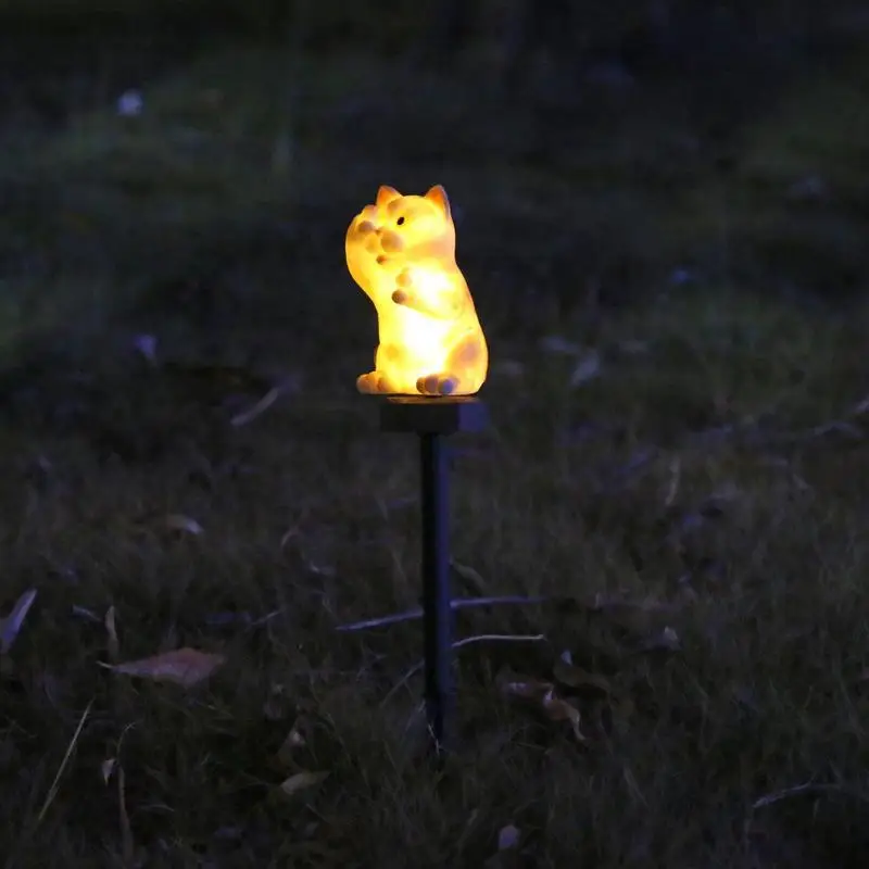Светодиодный светильник на солнечной батарее в форме котенка для газона, Ночной светильник, для улицы, дома, сада, дорожка, декор котенка, солнечная энергия, лампа для газона, садовый светильник