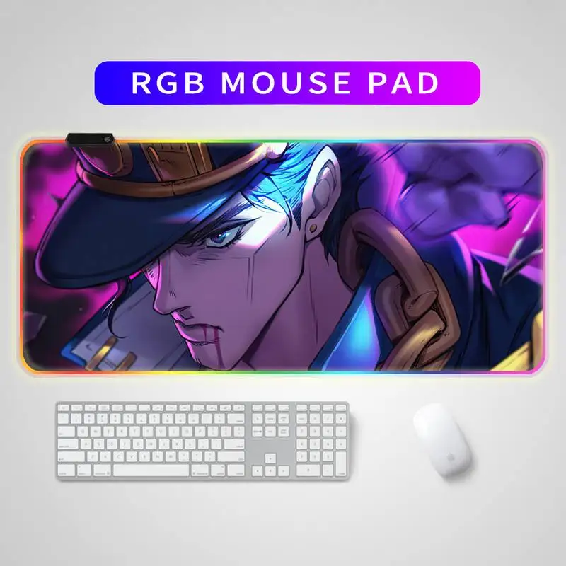 

Anime Jojo Bizarre Adventure LED Gaming RGB Large XXL Gamer Mouse-pad USB Backlit Rainbow Rubber Computer Pad Keyboard Desk Mat