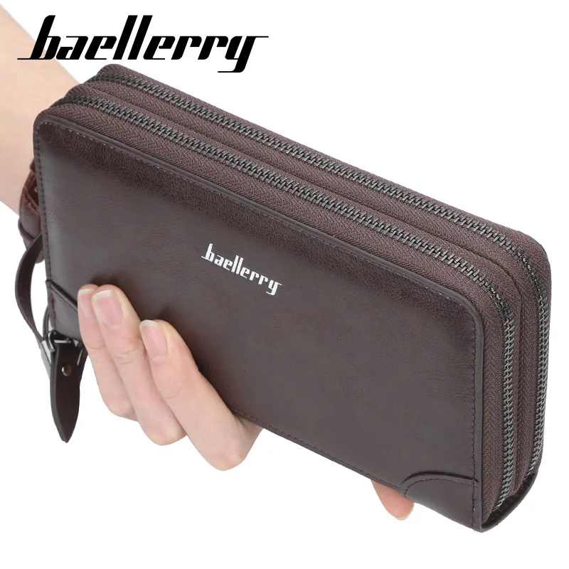 

Baellerry Luxury Brand Men Wallets Long Clutch Purse Large Capacity Zippers Wallet Male PU Leather Wallet Men Business Wallet