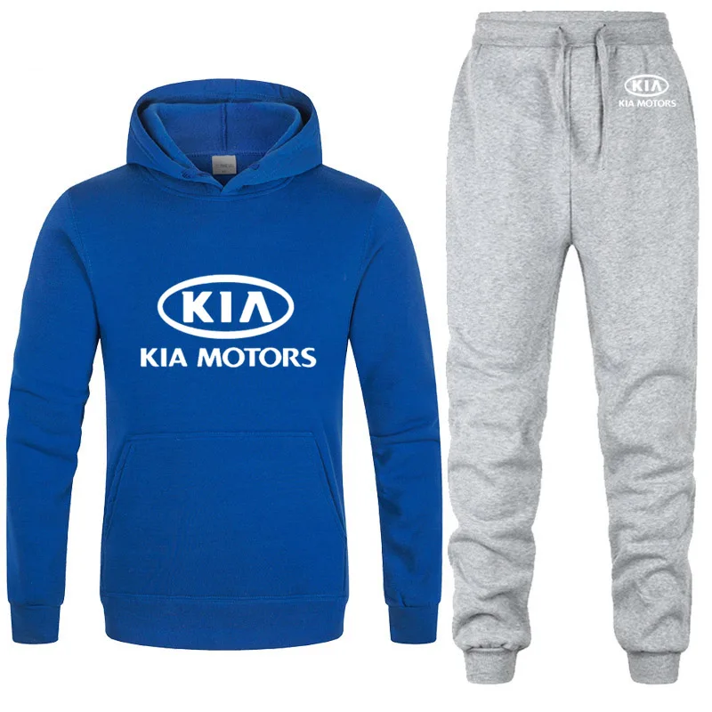 Толстовки для мужчин, автомобиль kia, принт логотипа, унисекс, толстовка, модная мужская толстовка с капюшоном в стиле хип-хоп harajuku, повседневные флисовые толстовки, штаны, костюм из 2 предметов - Цвет: 810