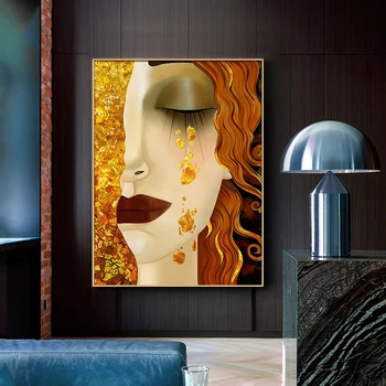 

Abstract Gustav Klimt Golden Tears And Kiss Oil Painting Poster and Print Cuadros Wall Art for Living Room Home Decor (No Frame)