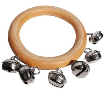 

Children's Wooden Rattle Safety and Environmental Protection Children's Music Stringing Bell Toy Rattle 6 Bells
