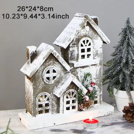 Год 1 шт. год Европейский деревянный Снежный домик светильник Рождественский орнамент для дома вечерние настольные окна Декор светится в темноте - Цвет: 1pc