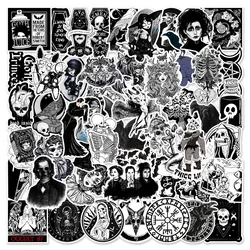 10/30/50PCS Black and white Goth Horror Stickers for Laptop Motorcycle Skateboard Waterproof Cool Graffiti Kid Sticker Decals