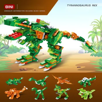 

idea Jurassic dinosaurs 8in1 Tyrannosaurus Rex moc building brick Pterosaur Stegosaurus Ankylosaurus block educational toys