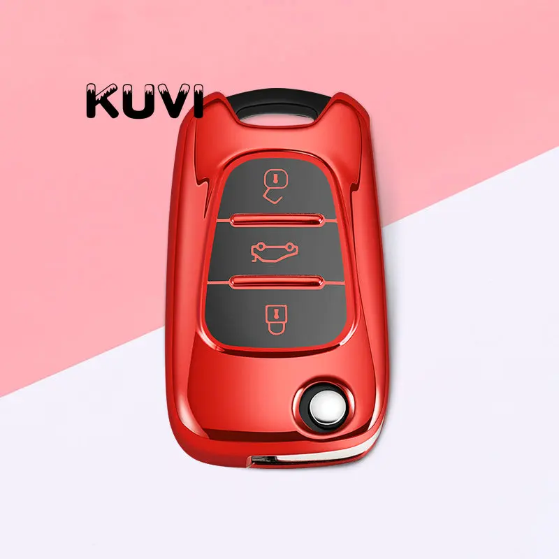 Красный Автомобиль дистанционного Управление корпус-брелок для ключей Крышка для hyundai I30 IX35 акцент I20 Sonata для Kia K2 K5 Sportage L811 Sorento чехол для ключей - Название цвета: Красный