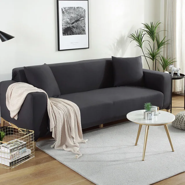 Black gray 03 Стрейч диван крышка четыре сезона все включено Универсальный диванных чехлов эластичность чехол для дивана Чехлы для 1/2/3/4 местный Гостиная - Цвет: Black gray 03