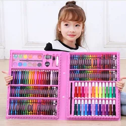 New 168PC Paintbrush Crayon Painting Set Children's School Supplies Watercolor Pen Art Set Water Oil Pastel Crayons for Kids