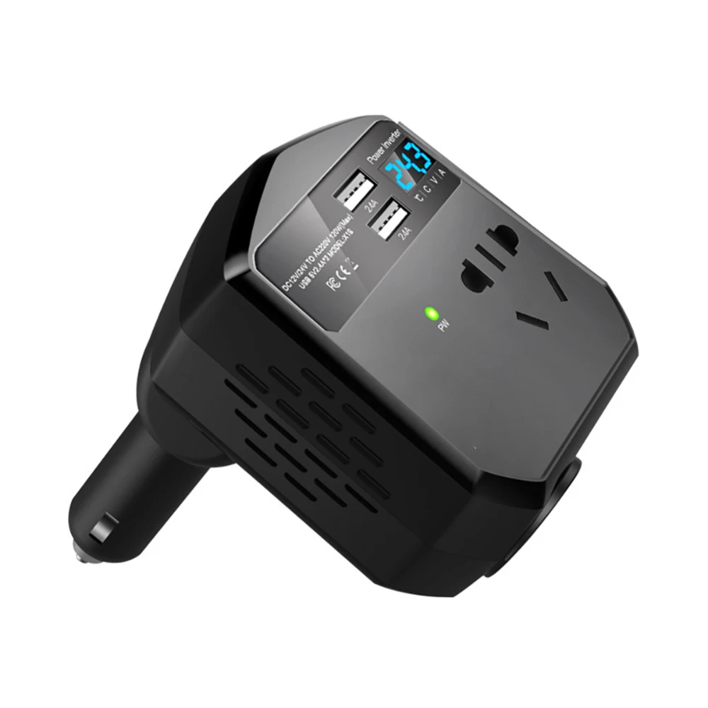 Black Автомобильный инвертор 12 V/24 V to 220V преобразователь питания USB зарядное устройство разъем трансформатора - Цвет: Black