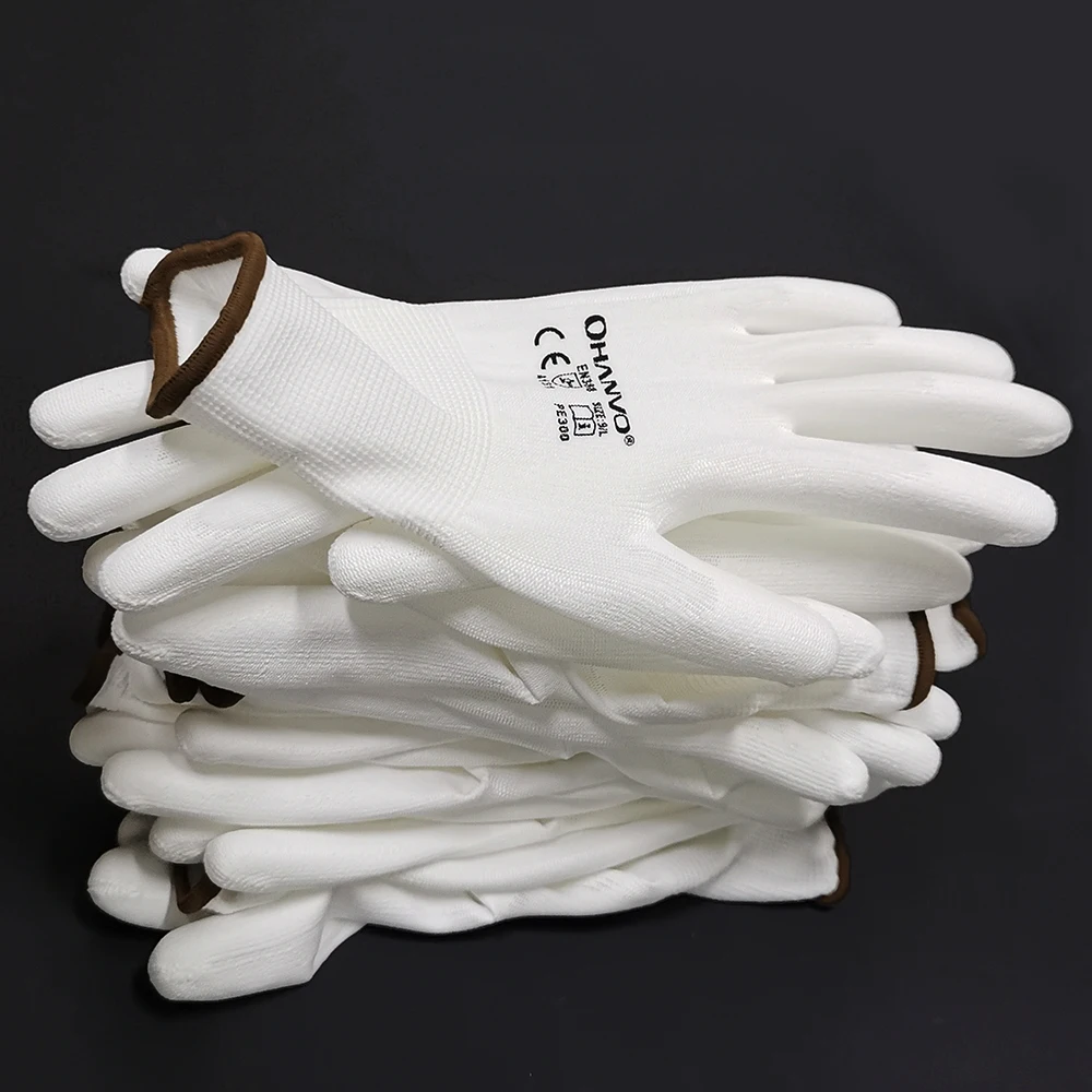 PU Nitrile Safety Coating Work Gloves 10 Pairs Palm Coated Gloves Mechanic Working CE Certificated EN388