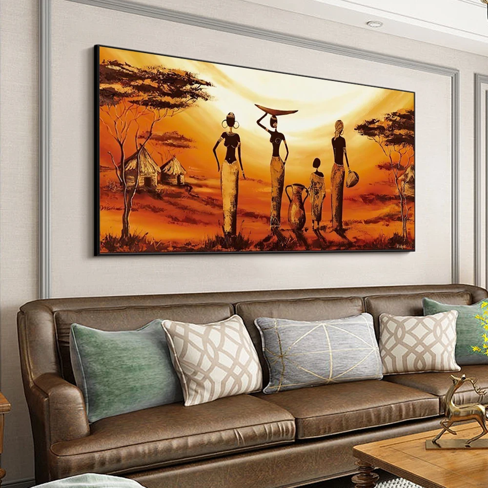 

Abstract Art Canvas Painting African Woman Posters and Prints Wall Art Pictures for Living Room Home Decoration Cuadros