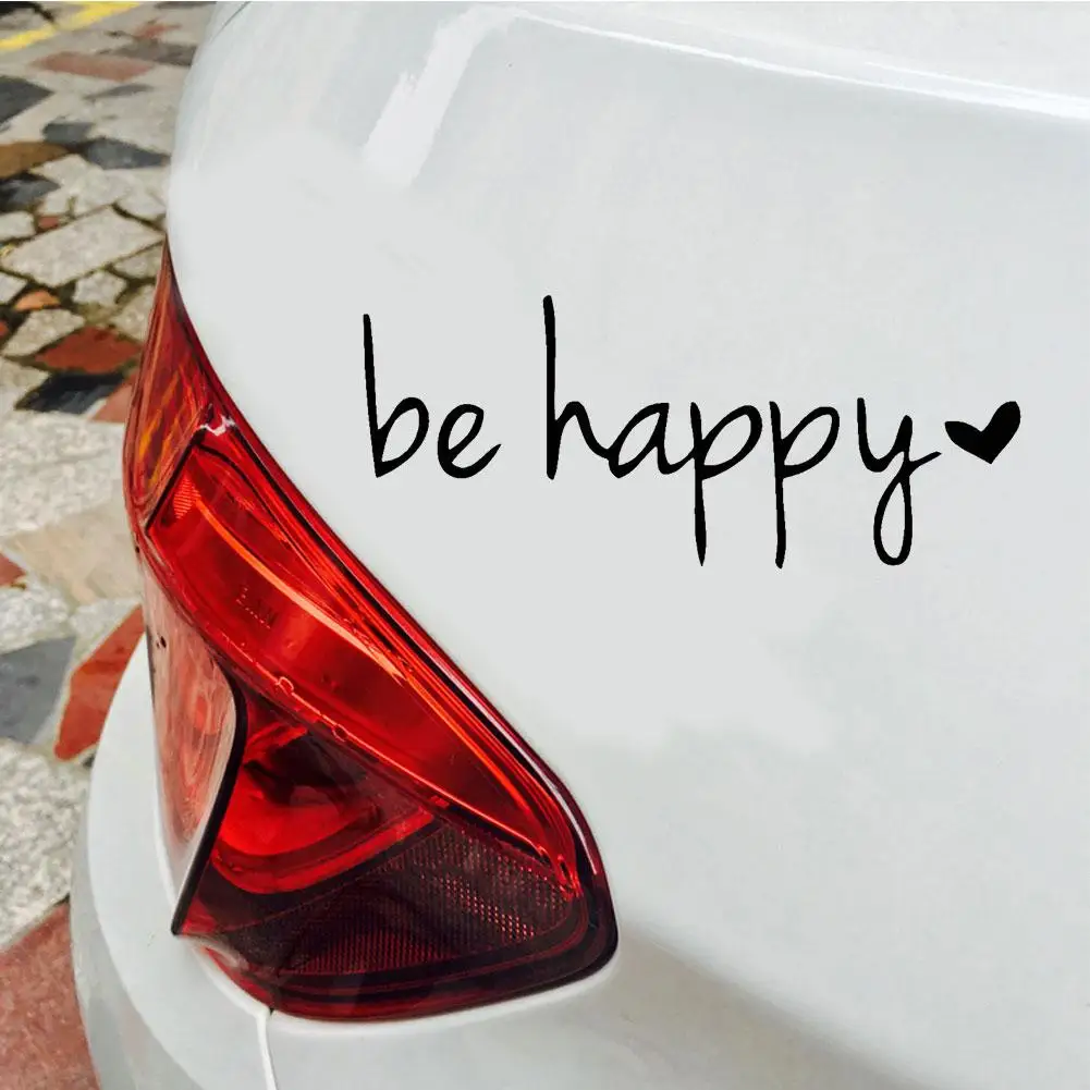 

Hot Creative PVC 15cm X 6cm Car StickerBe Happy Letters Reflective Car Vehicle Body Waterproof Motorcycle Decal Decoration
