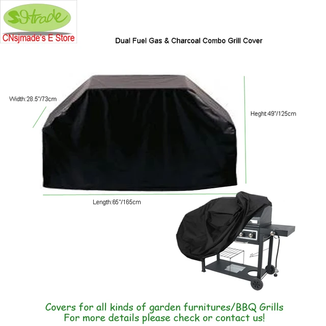 65 "Bar-B-Q Hátsó Udvari Alapok Grill Burkolata, Üzemanyag-Gáz És Faszén Kombinált Fekete Borító 2 Méretű Cnsjmade - Image 2