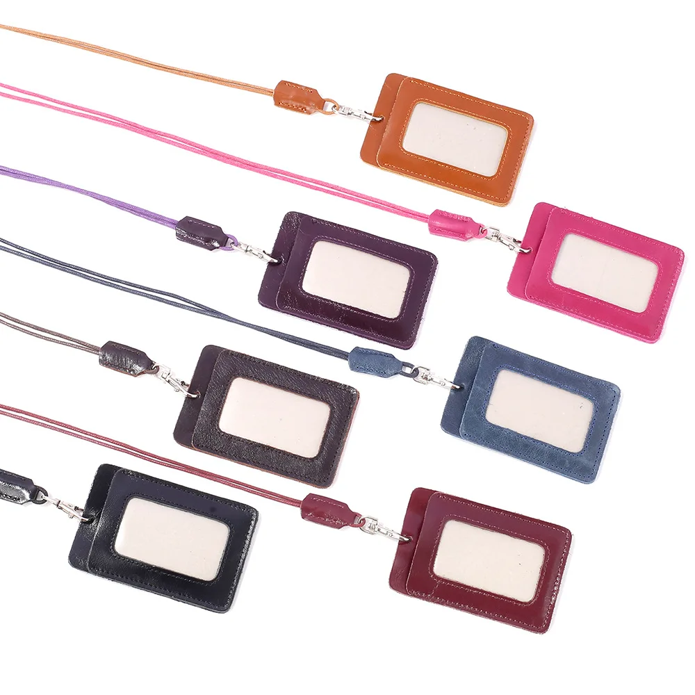 Edc Id Badge Holder Genuine Leather Card Holder Access Entrance Guard