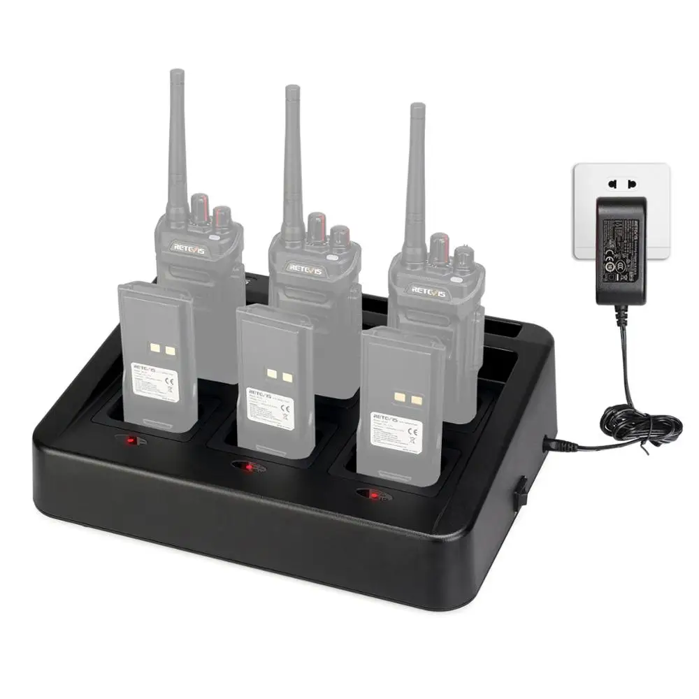 Retevis Walkie Talkie Six-Way Charger Multi Unit Charger for RT648 RT48 Two Way Radio Battery Charger Commercial Use Charger