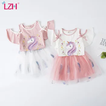 

LZH Children Clothing 2020 Summer Toddler Girls Clothes Cartoon T-shirt+Shirts 2pcs Outfits Kids Clothes For Girls Sport Suit