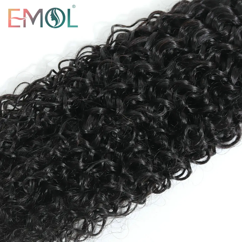 EMOL Malaysian Kinky Curly Hair Bundles 100% Human Hair Weave 3/4 Bundles Natural Black Curly Human Hair Extensions 8-28 Inch