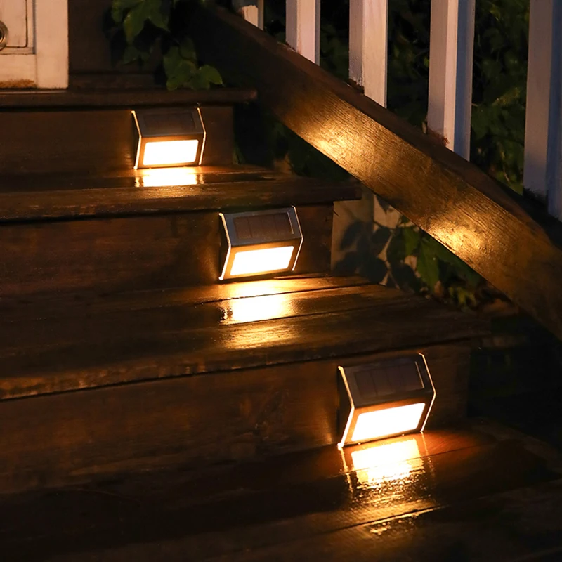 3LED Solar Stair Wall Way Lights Stainless Steel Outdoor Garden Street Path Lamp 
